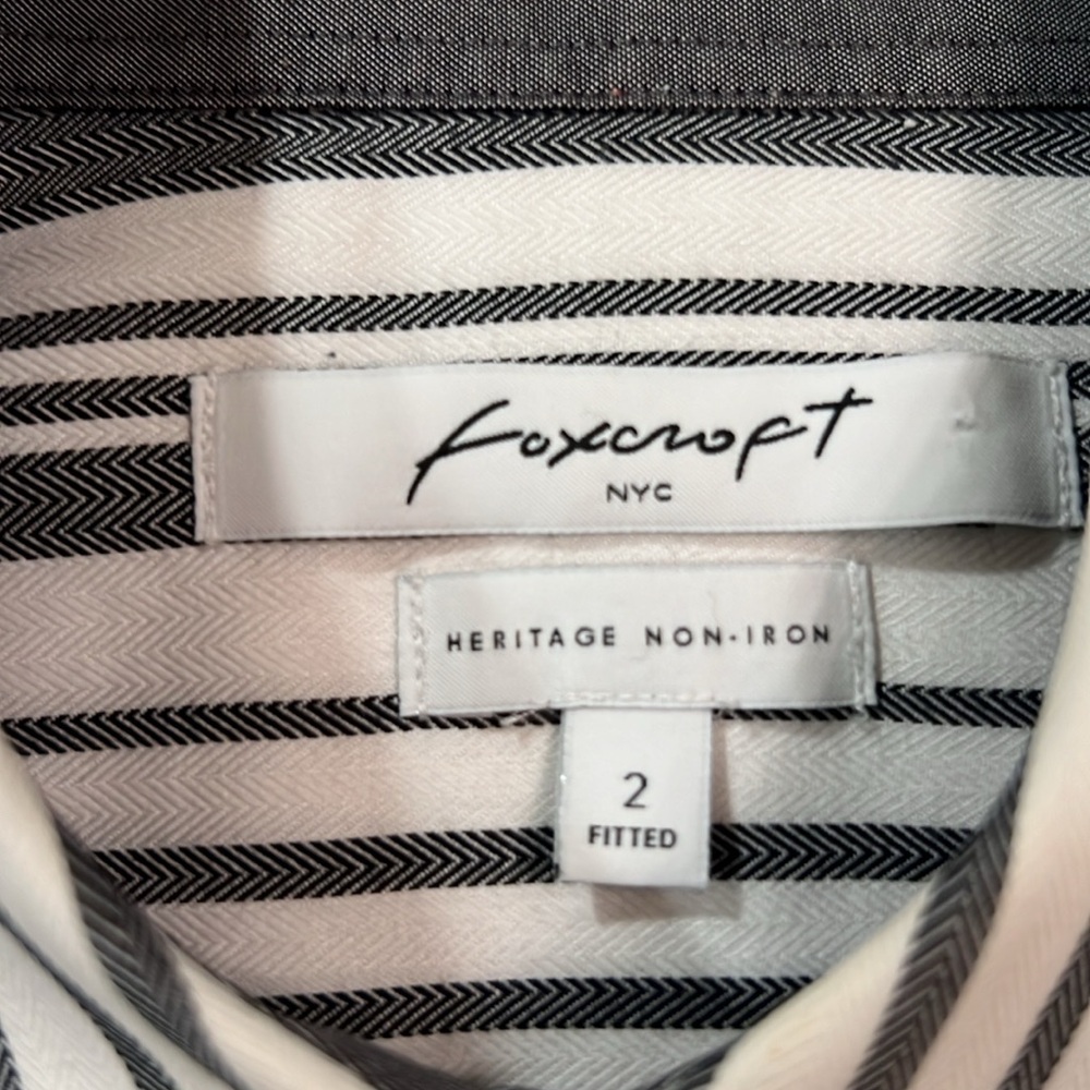Foxcroft Size 2 Fitted Button Down Striped Shirt - image 6